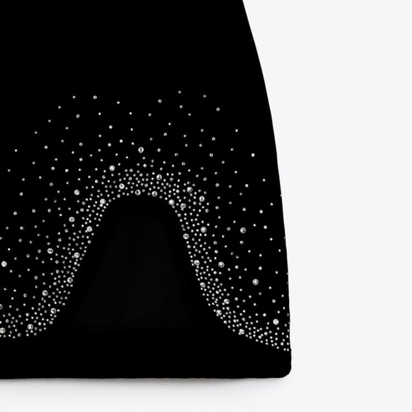 Zara RHINESTONE VELVET MINI SKIRT - Picture 3 of 16